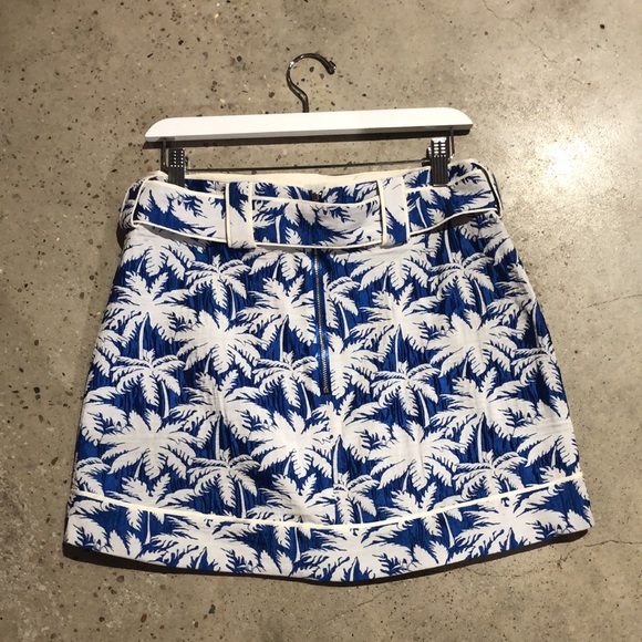 Alexis Lodi Blue and White Palm Jacquard Skirt - Picture 3 of 9